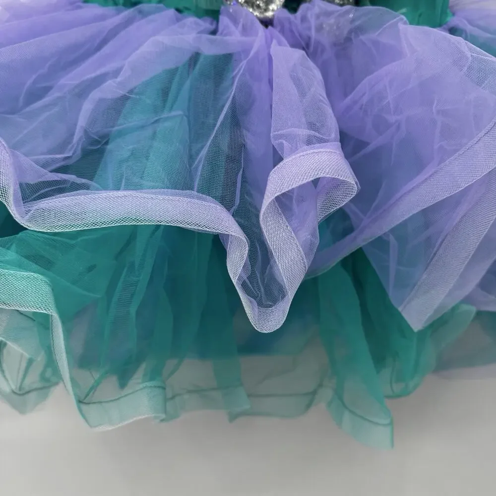 Weissman Showtime Go Bananas Violet Purple Teal Sequin Tutu Feathers 13837 XLC
